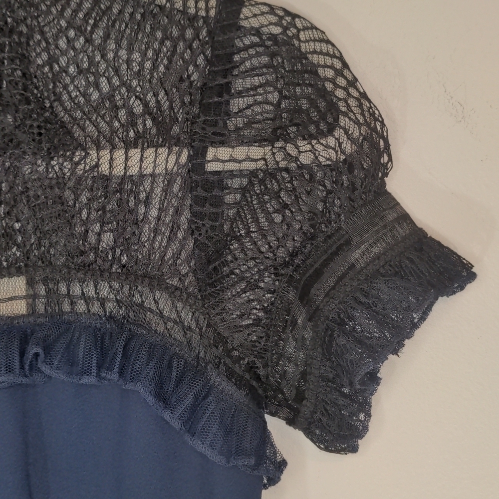 JONATHAN Simkai Navy Black Mock Neck Plisse Tulle Mini Cocktail Dress NW… - Picture 6 of 12